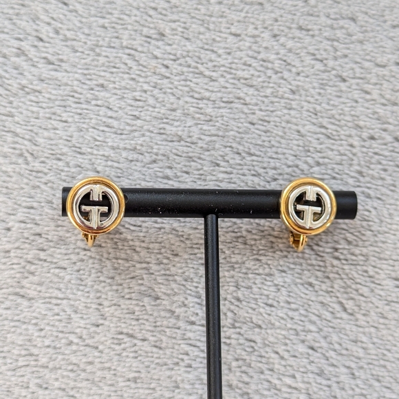 Vintage Givenchy two tone clip on earrings - Picture 2 of 12